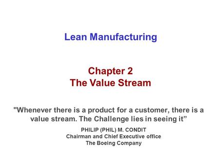 Chapter 2 - The Value Stream