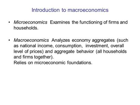 Introduction to macroeconomics