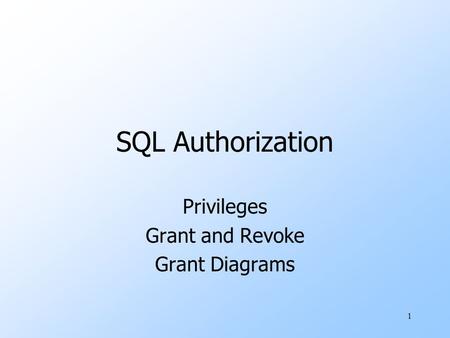 1 SQL Authorization Privileges Grant and Revoke Grant Diagrams.