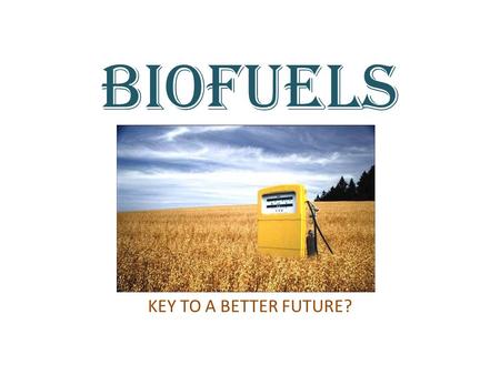 BIOFUELS KEY TO A BETTER FUTURE?. WHAT ARE BIOFUELS? Biofuels are produced from living organisms or from metabolic by-products (organic or food waste.