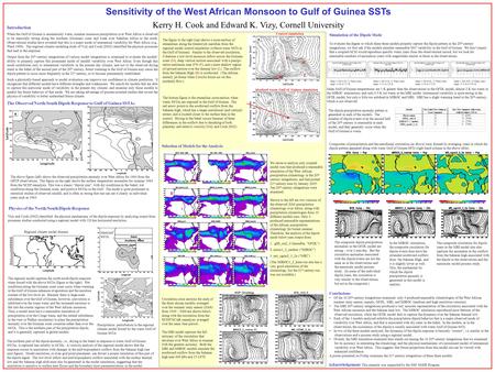 Sensitivity of the West African Monsoon to Gulf of Guinea SSTs Kerry H. Cook and Edward K. Vizy, Cornell University Introduction When the Gulf of Guinea.