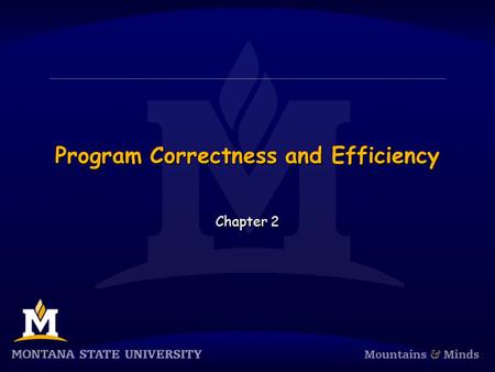Program Correctness and Efficiency Chapter 2. Chapter Objectives  To understand the differences between the three categories of program errors  To understand.