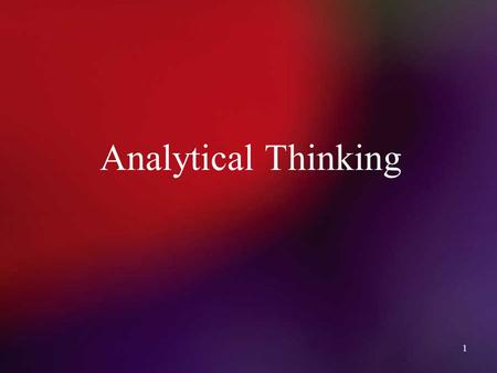 Analytical Thinking.