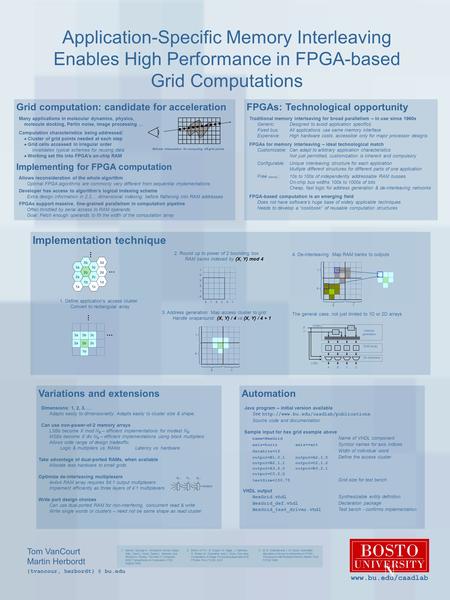 Application-Specific Memory Interleaving Enables High Performance in FPGA-based Grid Computations Tom VanCourt Martin Herbordt {tvancour, bu.edu.
