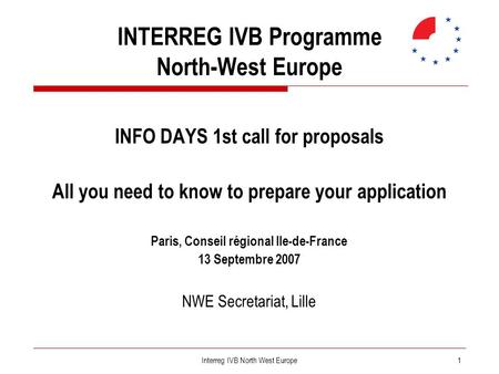 INTERREG IVB Programme North-West Europe