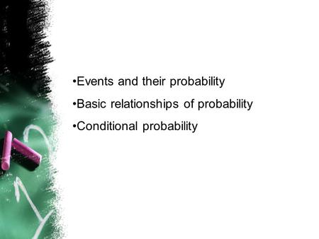 Events and their probability