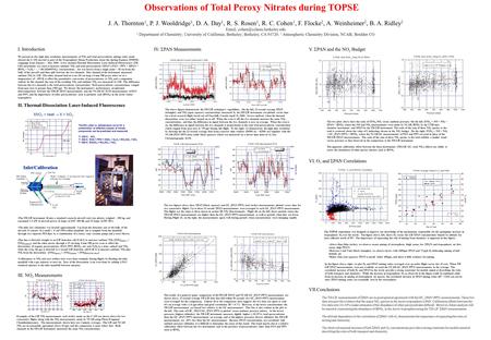 Observations of Total Peroxy Nitrates during TOPSE I. Introduction We present in-situ high time resolution measurements of NO 2 and total peroxynitrate.
