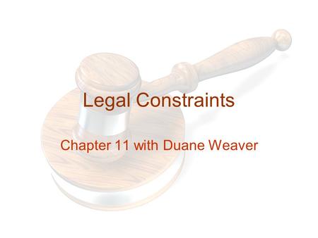 Legal Constraints Chapter 11 with Duane Weaver. Outline Market Coverage Policies Customer Coverage Policies Pricing Policies Product Line Policies Selection.