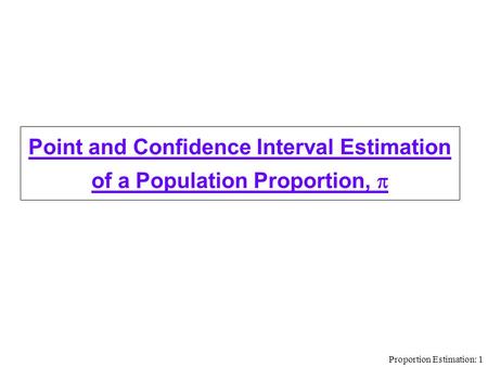 Point and Confidence Interval Estimation of a Population Proportion, p