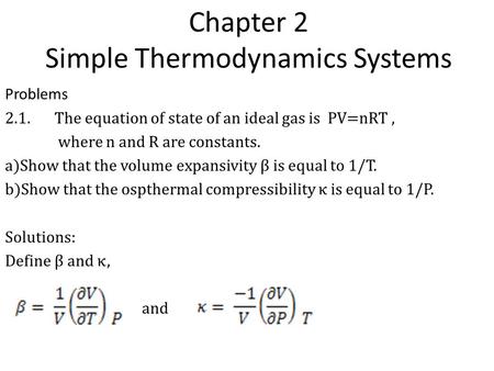 Chapter 2 Simple Thermodynamics Systems
