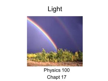 Light Physics 100 Chapt 17. Galileo’s attempt to measure the speed of light.