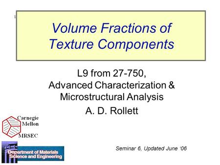 Volume Fractions of Texture Components