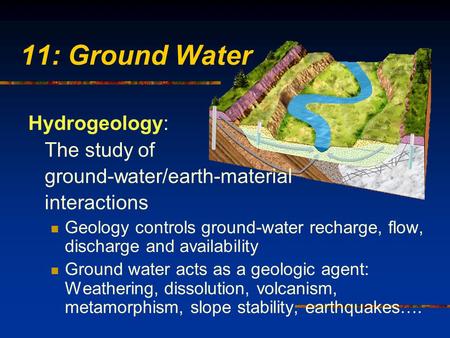 11: Ground Water Hydrogeology: The study of