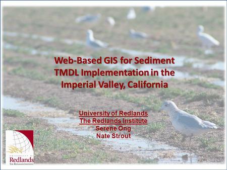 Web-Based GIS for Sediment TMDL Implementation in the Imperial Valley, California University of Redlands The Redlands Institute Serene Ong Nate Strout.
