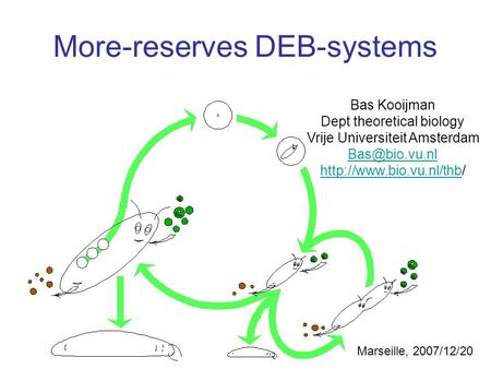 Bas Kooijman Dept theoretical biology Vrije Universiteit Amsterdam  More-reserves DEB-systems.