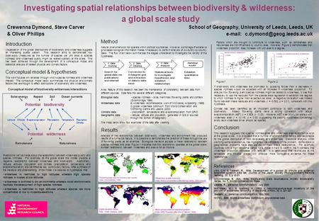 Investigating spatial relationships between biodiversity & wilderness: a global scale study Crewenna Dymond, Steve Carver School of Geography, University.