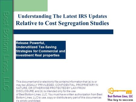 Release Powerful, Underutilized Tax-Saving Strategies for Commercial and Investment Real properties Understanding The Latest IRS Updates Relative to Cost.