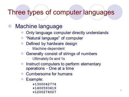 Three types of computer languages