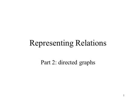1 Representing Relations Part 2: directed graphs.