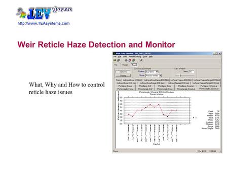 Weir Reticle Haze Detection and Monitor What, Why and How to control reticle haze issues.
