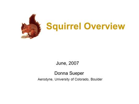 Squirrel Overview Donna Sueper June, 2007 Aerodyne, University of Colorado, Boulder.