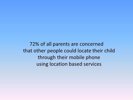 72% of all parents are concerned that other people could locate their child through their mobile phone using location based services.