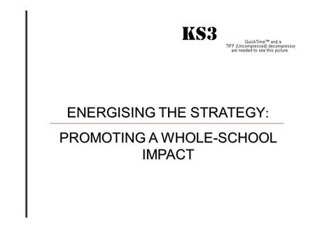 KS3 IMPACT! ENERGISING THE STRATEGY : PROMOTING A WHOLE-SCHOOL IMPACT.