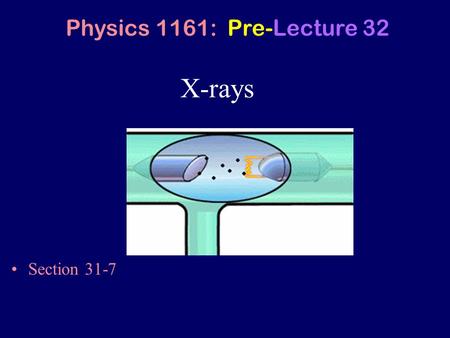 X-rays Section 31-7 Physics 1161: Pre-Lecture 32.