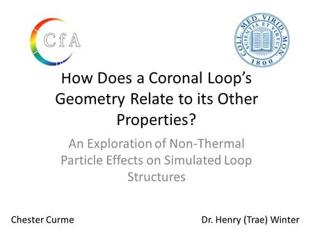 How Does a Coronal Loop’s Geometry Relate to its Other Properties? An Exploration of Non-Thermal Particle Effects on Simulated Loop Structures Chester.