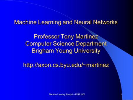 Machine Learning Tutorial – UIST 2002
