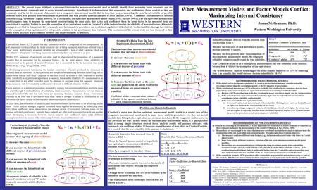 When Measurement Models and Factor Models Conflict: Maximizing Internal Consistency James M. Graham, Ph.D. Western Washington University ABSTRACT: The.