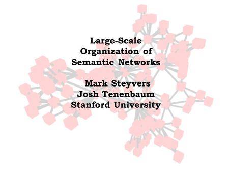 Large-Scale Organization of Semantic Networks Mark Steyvers Josh Tenenbaum Stanford University.