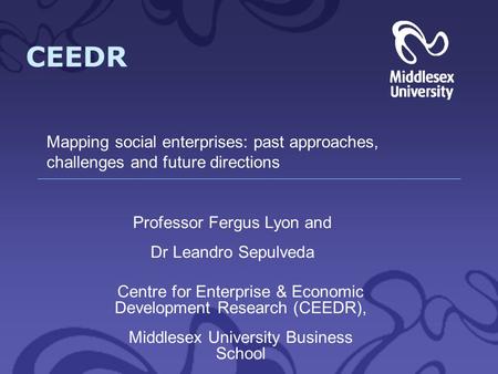 CEEDR Centre for Enterprise & Economic Development Research (CEEDR), Middlesex University Business School Professor Fergus Lyon and Dr Leandro Sepulveda.
