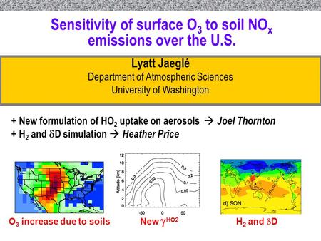 U N I V E R S I T Y O F W A S H I N G T O N S C H O O L O F N U R S I N G Sensitivity of surface O 3 to soil NO x emissions over the U.S. Lyatt Jaeglé.