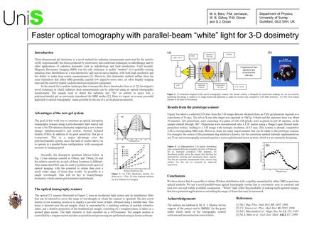 Introduction Three-dimensional gel dosimetry is a novel method for radiation measurement motivated by the need to verify experimentally the doses produced.