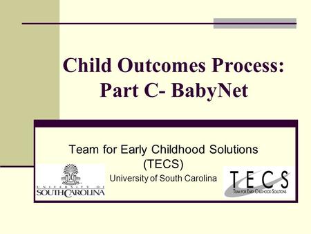 Child Outcomes Process: Part C- BabyNet