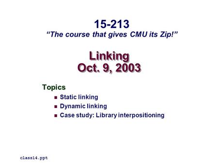 “The course that gives CMU its Zip!”