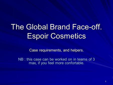 The Global Brand Face-off. Espoir Cosmetics