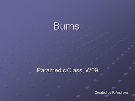 Burns Paramedic Class, W09 Created by P. Andrews.