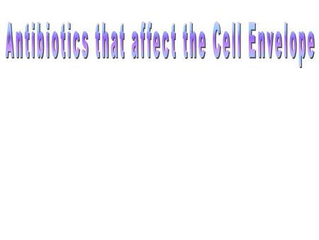 Antibiotics that affect the Cell Envelope