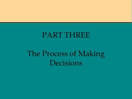 PART THREE The Process of Making Decisions. Chapter 9 PROBLEM RECOGNITION & INFORMATION SEARCH.
