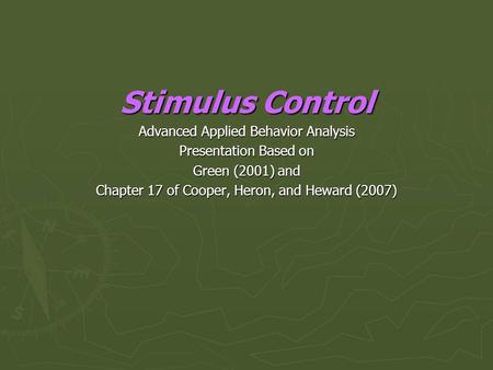 Stimulus Control Advanced Applied Behavior Analysis