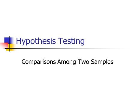 Hypothesis Testing Comparisons Among Two Samples.