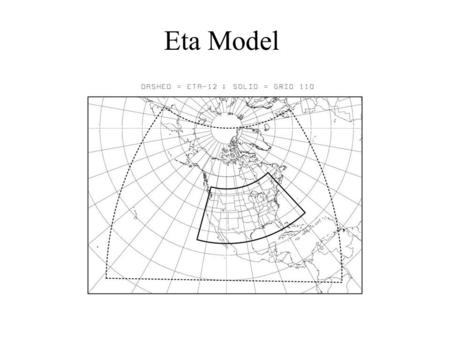 Eta Model. Hybrid and Eta Coordinates ground MSL ground Pressure domain Sigma domain  = 0  = 1  = 1 Ptop  = 0.