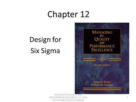 Chapter 12 Design for Six Sigma