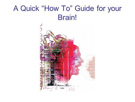 A Quick “How To” Guide for your Brain!. What is it that we REALLY SEE?