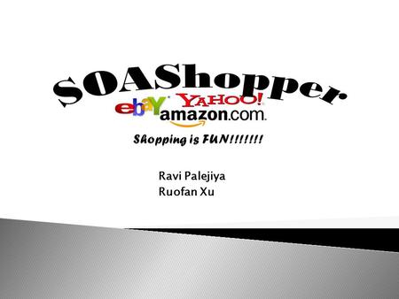 Ravi Palejiya Ruofan Xu.  Consumer often spends lot of time on searching for best deals of products on different websites.  SOAShopper provides a solution.