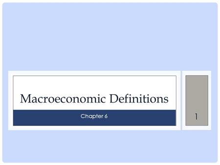 1 Macroeconomic Definitions Chapter 6. 2 Chapter Outline Gross Domestic Product Inflation Unemployment Business Cycles 2.
