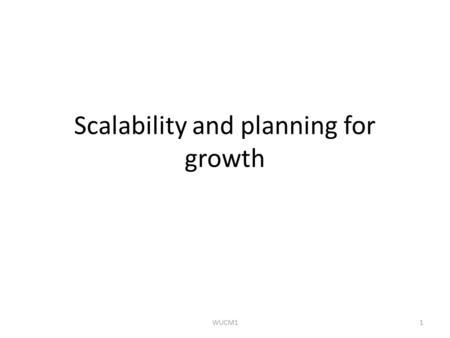 Scalability and planning for growth 1WUCM1. Content management issues Structural – Naming (e.g. file, URL) policy – File and directory naming needs: invent/design/borrow.