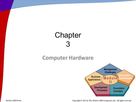 Computer Hardware Chapter 3 McGraw-Hill/IrwinCopyright © 2011 by The McGraw-Hill Companies, Inc. All rights reserved.